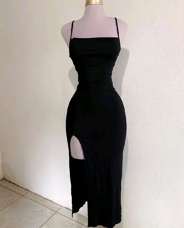 Women's Casual Dresses Black Straps Sheath Prom Gown Sexy Party Dress         S6242