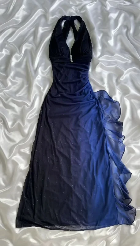 Casual Garments For Women Vintage sparkle midnight blue evening gown      S6997