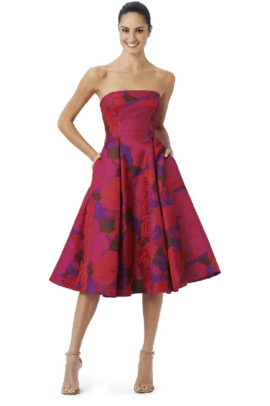 Women's Evening Garments Adrianna Papell - Floral Printed Pleated Tea Length Dress 41887910SC