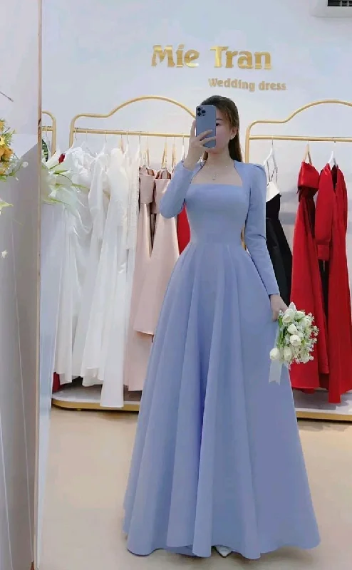 Women's Classic Attire Sky blue long party prom dress, long evening gown      S7003