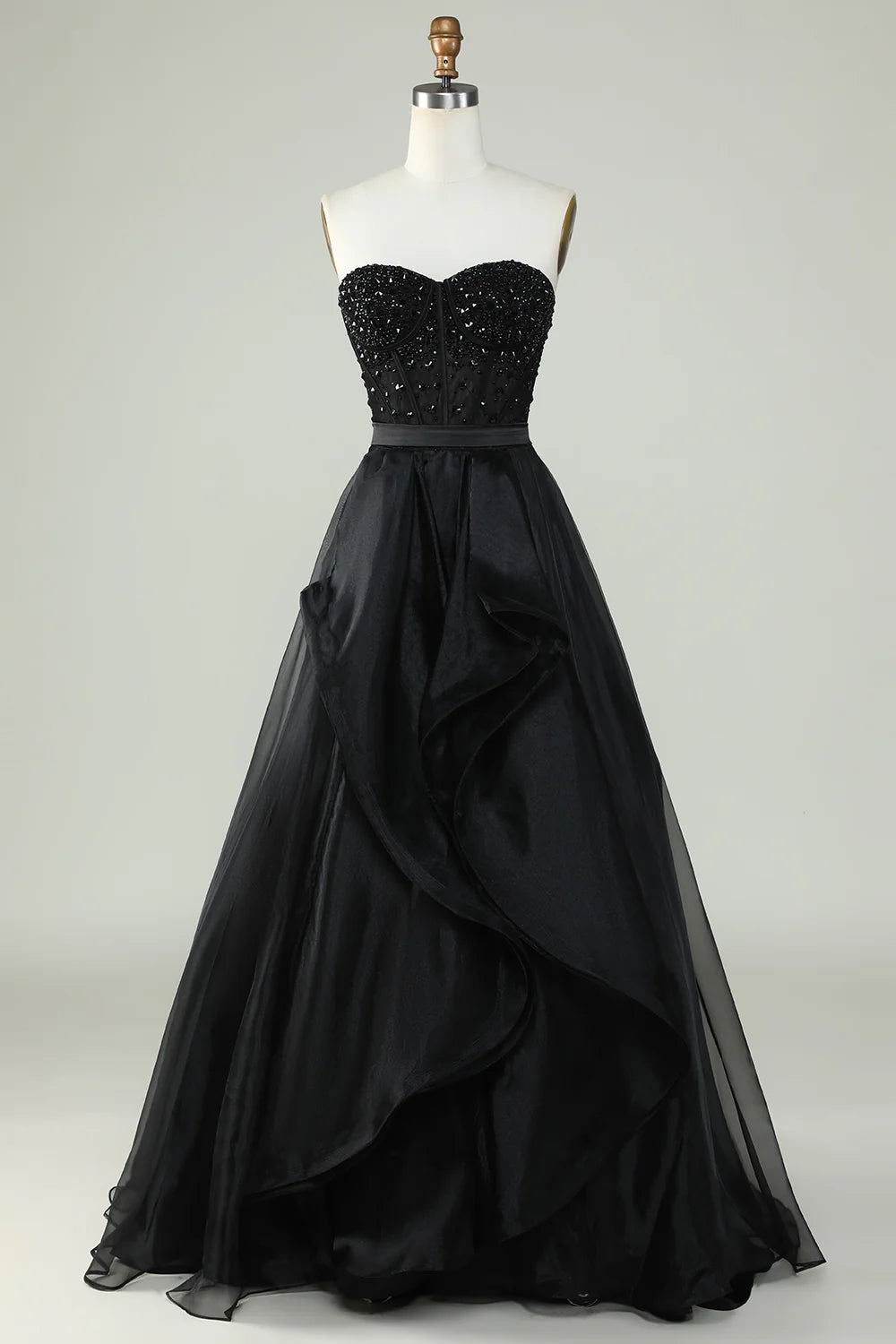 Casual and Comfortable Outfits Amzcw Princess A Line Sweetheart Black Strapless Ball Gown Formal Evening Dress