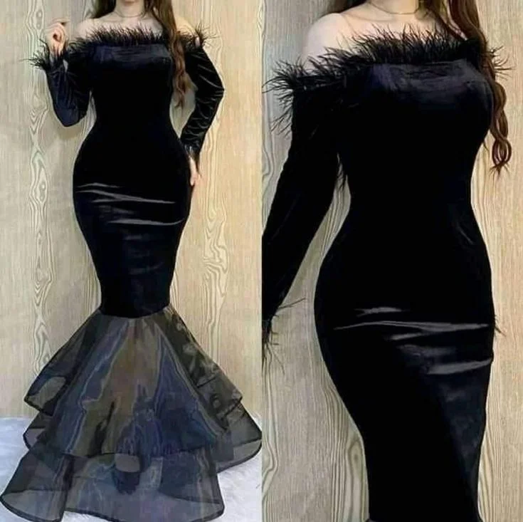 Charming Everyday Clothing For Women Sexy Evening Gown Black Mermaid Long Prom Dress   S6777