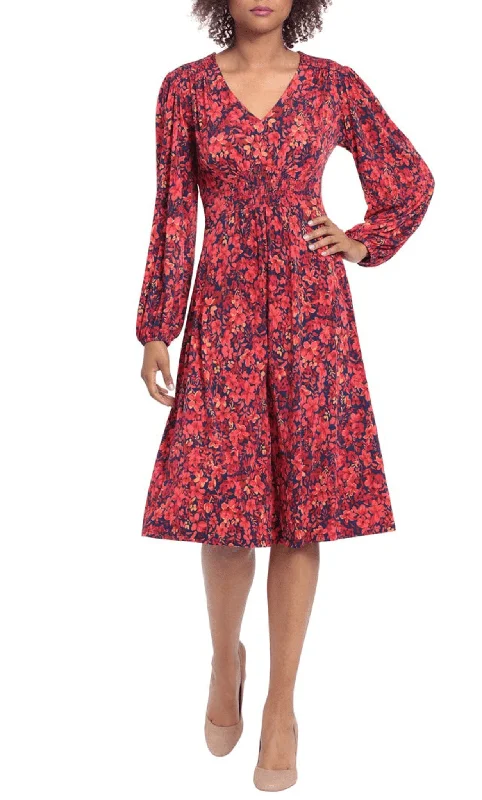 Elegant Women's Evening Garments London Times T6439M - Long Sleeve Floral Dress