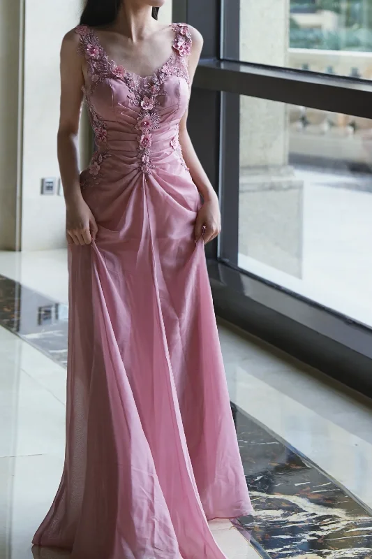 Women's Formal Clothes Long Evening Dress Pink Party Dress, Formal Evening Gowns     S6880