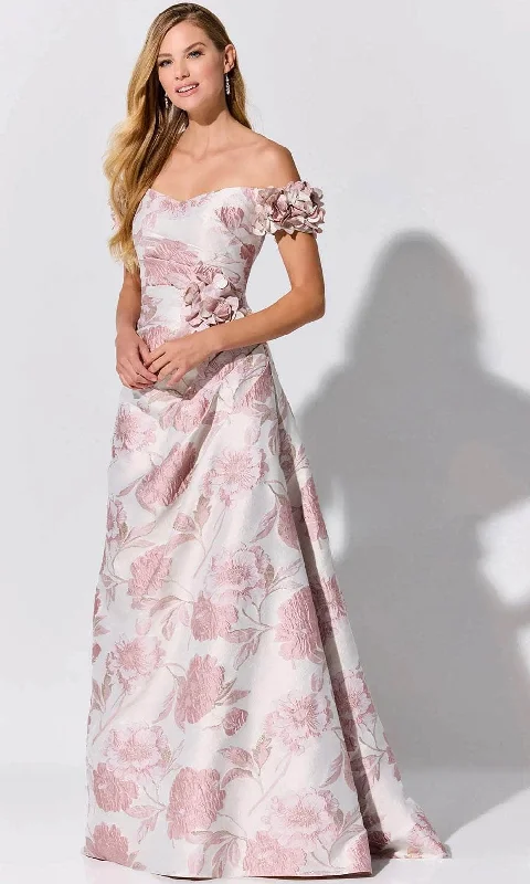 Charming Women's Garments Ivonne D ID325 - Floral Print Evening Dress