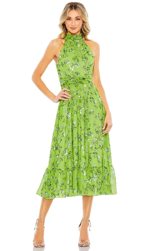 Women's Trendy Apparel Ieena Duggal 55854 - Halter Floral A-line Dress