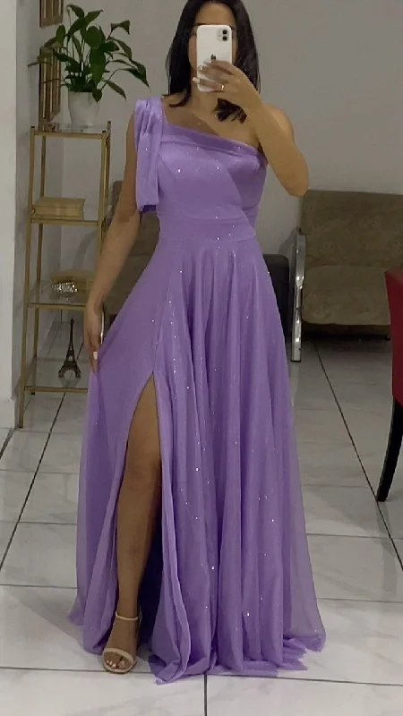 End of Season Sale Lilac Long Party Dress Evening Gown With Slit       S6730