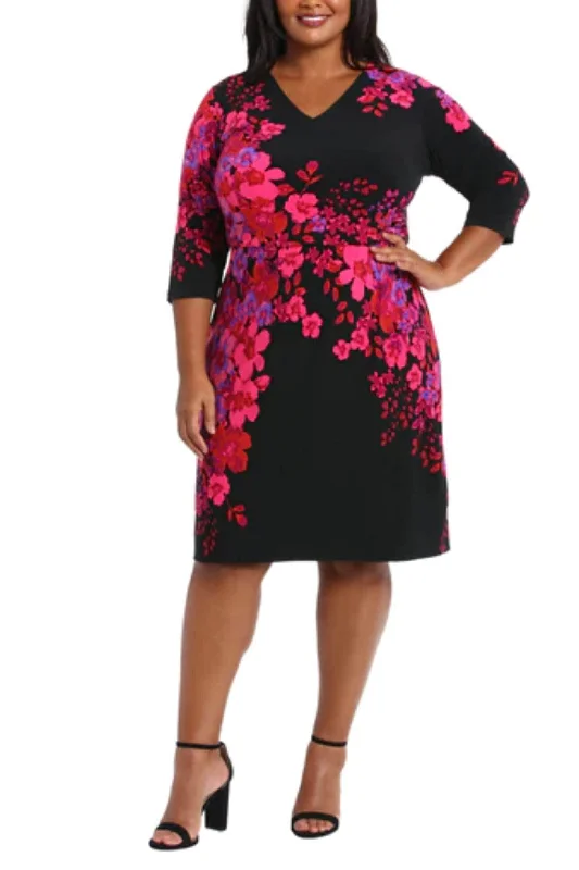 Women's Party Clothes London Times T7062M - Quarter Sleeve Floral Dress