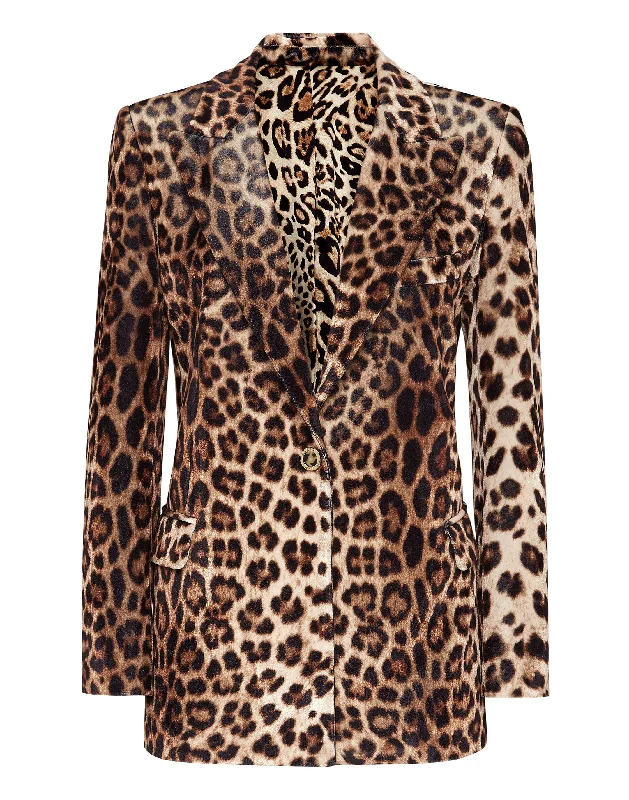 Women Fashion Tailleur Jacket Leopard