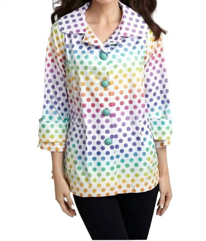 Women's Occasion Wear Apparel Get Spotted Rain Jacket In White Multi