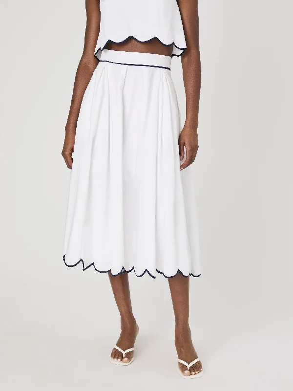 Women's Classic Outfit Alexis Cotton Scallop Midi Skirt