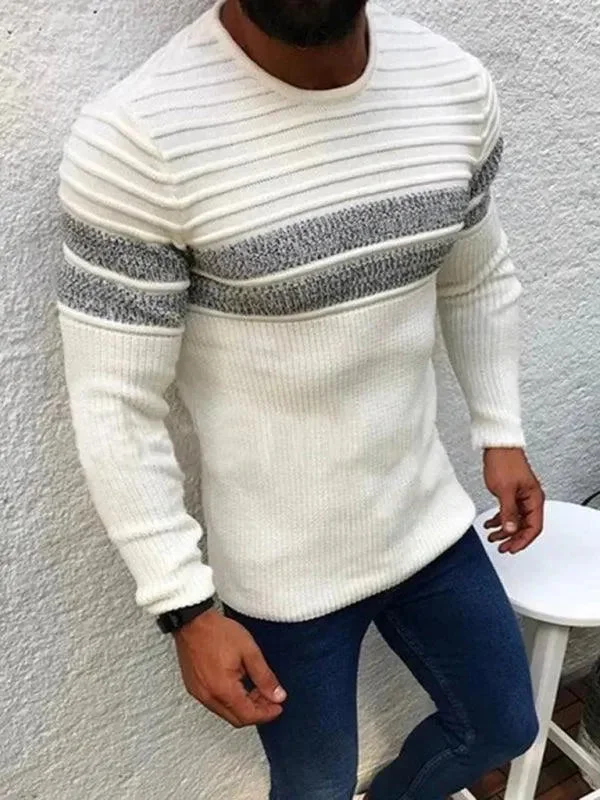 Women's Online Clothing Boutique Striped Crew Neck Men Pullover Sweater