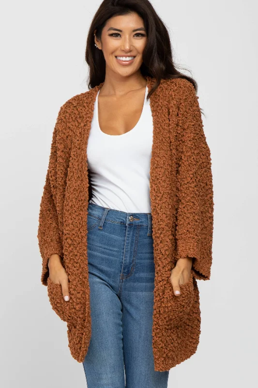 Vintage Clothing For Women Camel Soft Popcorn Knit Cardigan