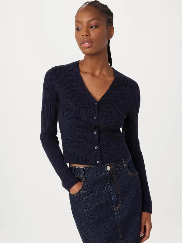 Weekend Sale The Merino V-Neck Cardigan in Space Blue