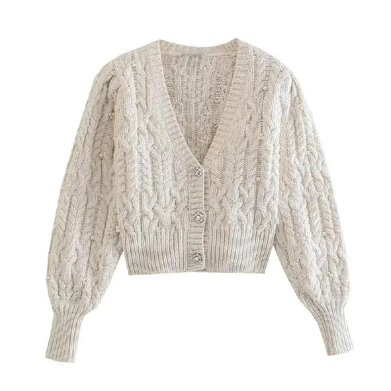 Women's Versatile Apparel Women Crop Vintage Cardigan Sweaters