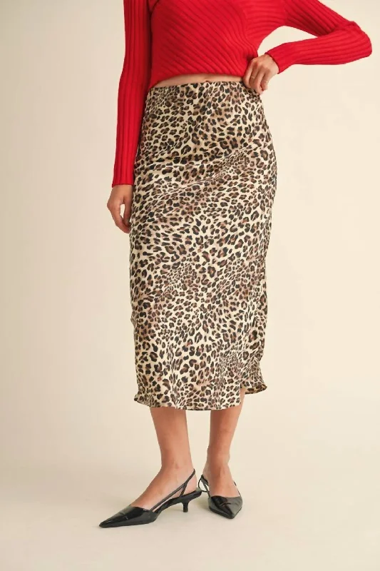 Best Online Boutiques Midi Slip Skirt In Leopard Print