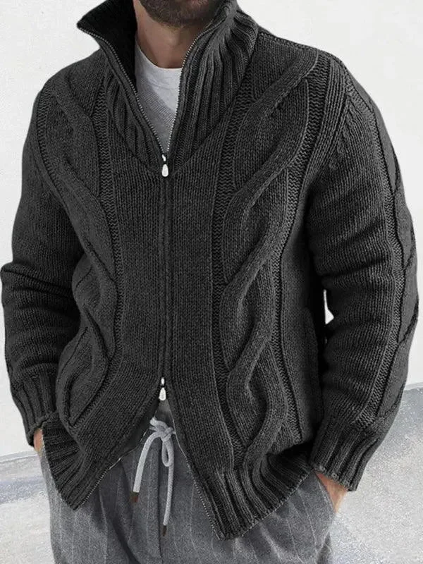 Women's Clothes And Apparel Cable Zipper Men Cardigan Turtleneck Sweater