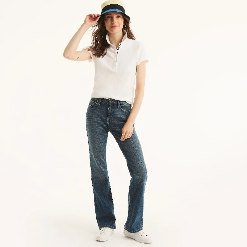 Trendy Outfits For Ladies Nautica Womens Sustainably Crafted True Flex Mid-Rise Bootcut Denim