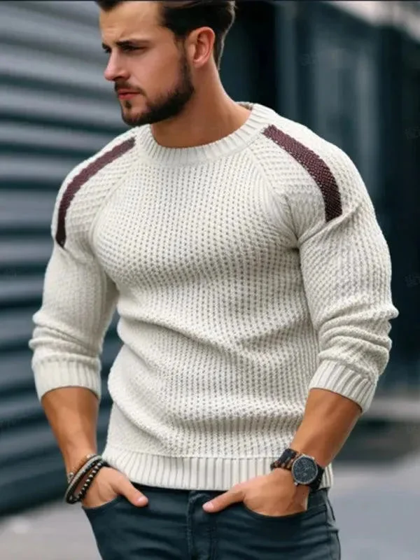 Women's Clothing Contrast Casual Men Sweater Pullover