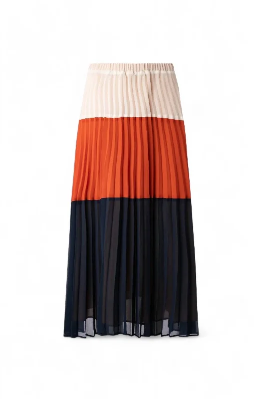 Women's Outfit Women's Pleated Color Block Skirt In Sunburst