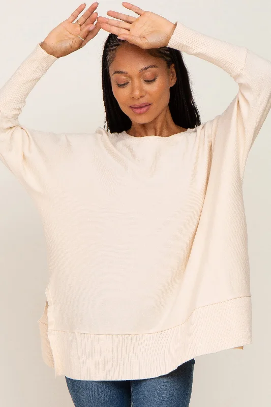 Women's Party Clothes Ivory Dolman Sleeve Side Slit Sweater