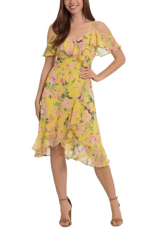 Affordable Women's Clothes London Times T6748M - Floral Printed A-Line Dress