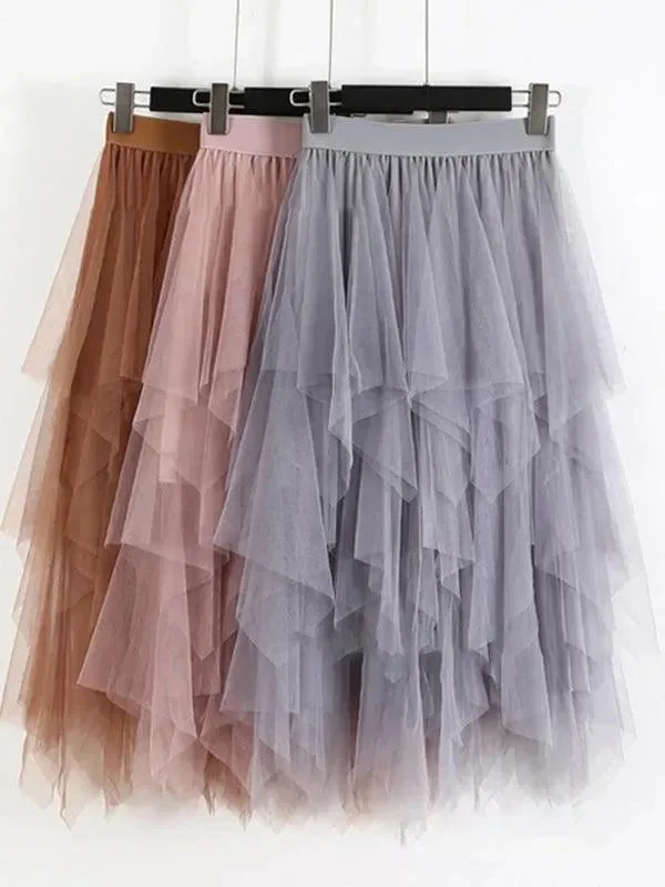 Women's High-End Clothing Mesh Multilayered High Waist Fairy Skirt