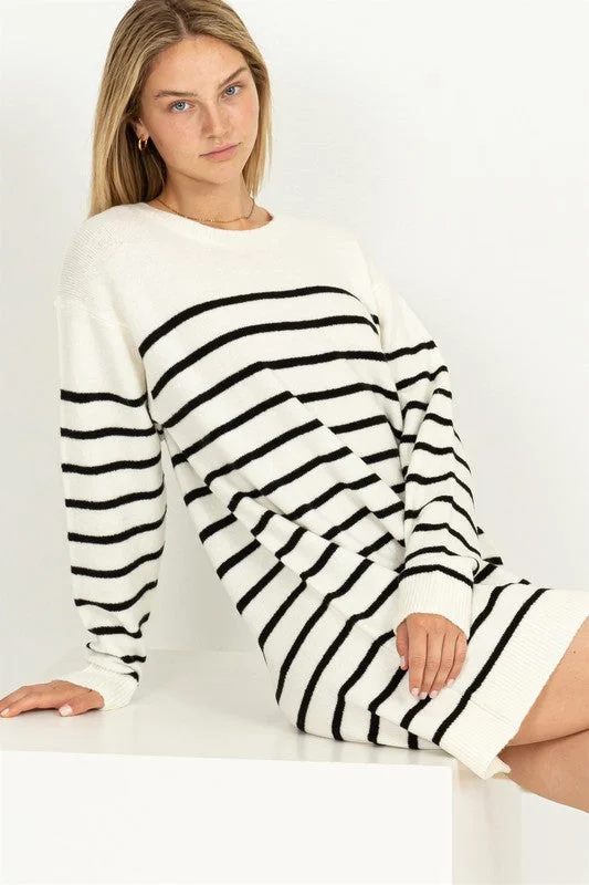 Flash Discount Casually Chic Striped Sweater Dress