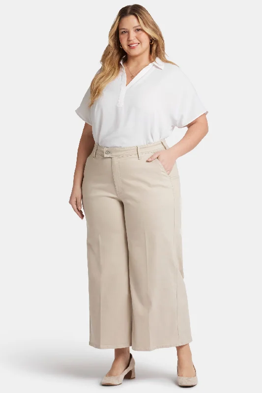 Casual Outfit For Women Mona Wide Leg Trouser Ankle Jeans In Plus Size - Feather