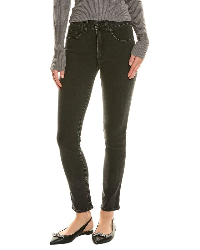 Women's Effortless Casual Outfit ASKK NY Stone Mid Rise Skinny- Stone Jean