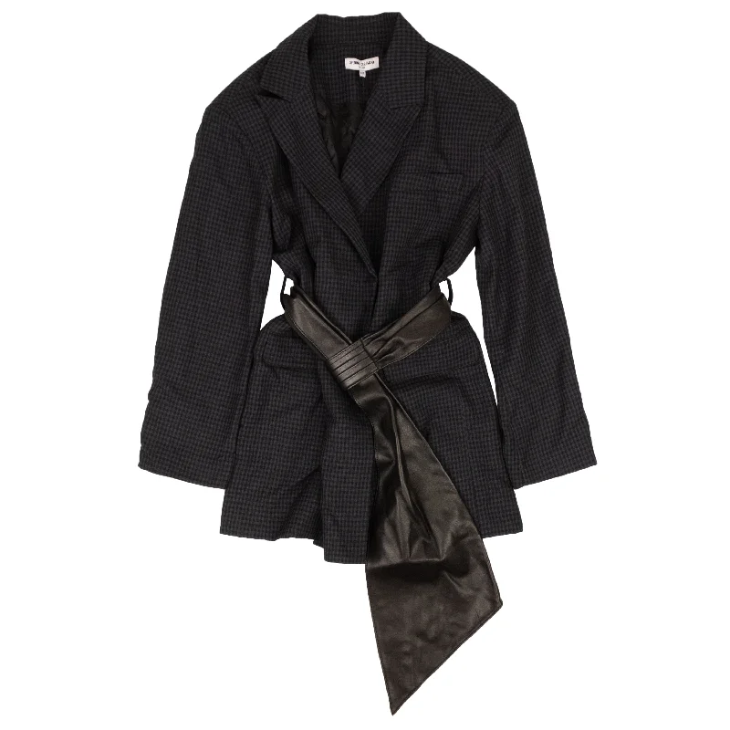 Women's Clothing For Casual Outings Opening Ceremony Belted Oversized Blazer - Navy