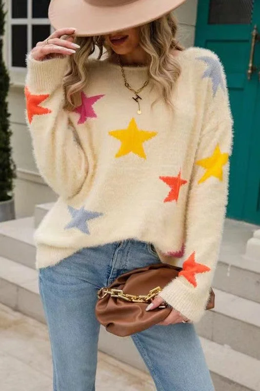 Fashionable Women's Outfit Star Sweater