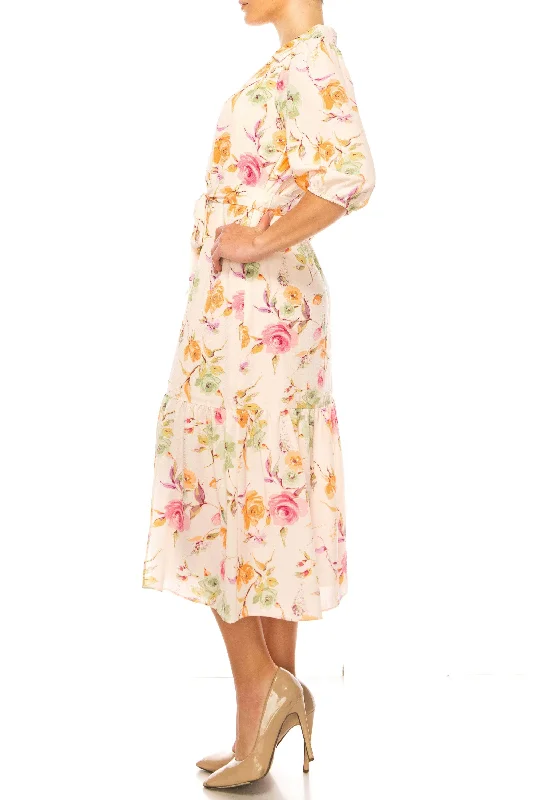 Women's Formal Clothes Maison Tara 92033M - Floral Faux Wrap Dress