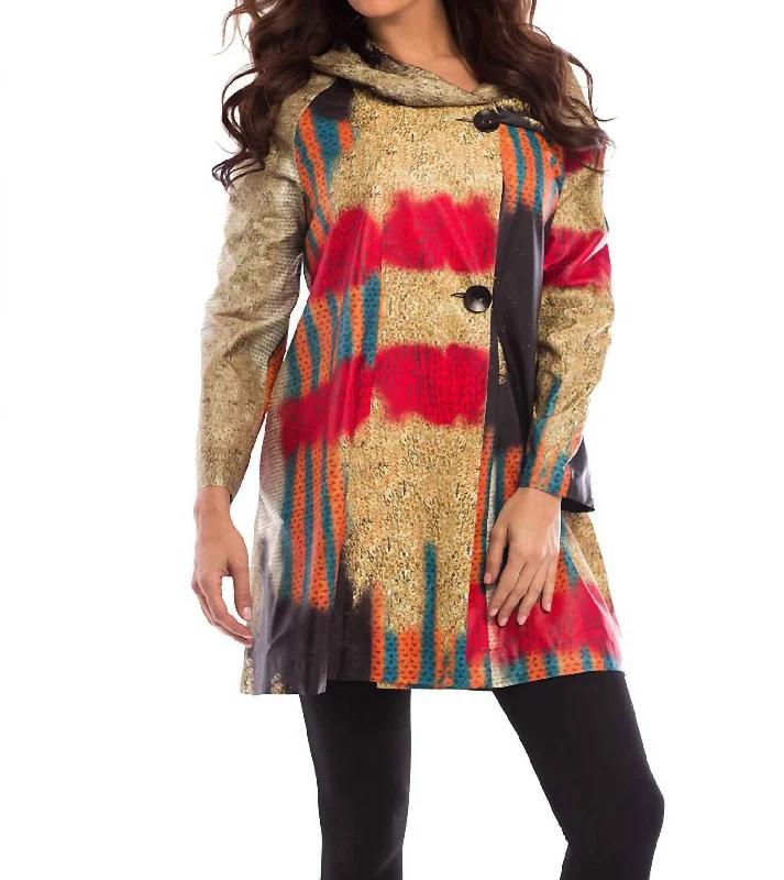 Women's Outerwear Clothing Sunset Long Trench Jacket In Gold Multi