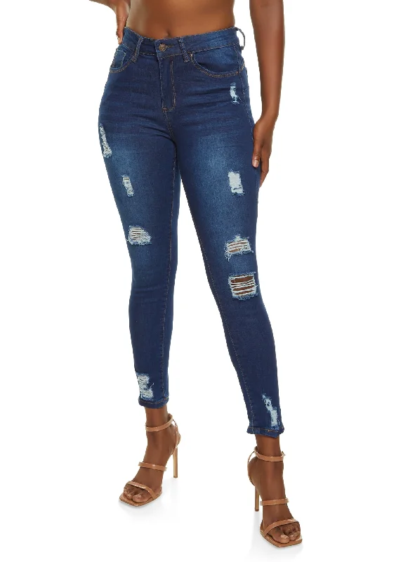 Affordable Fashion for Women WAX Distressed Frayed Skinny Jeans