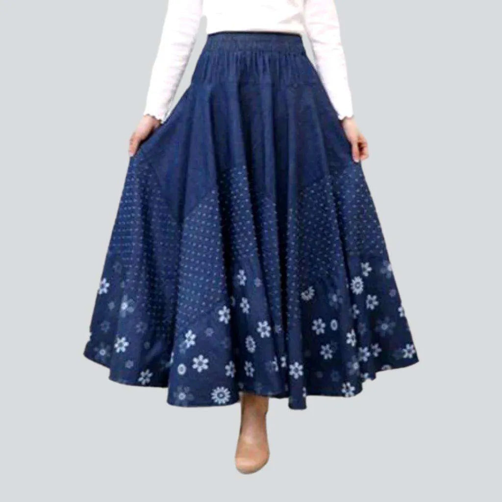 Women's Comfortable Lounge Garments Boho chic long denim skirt