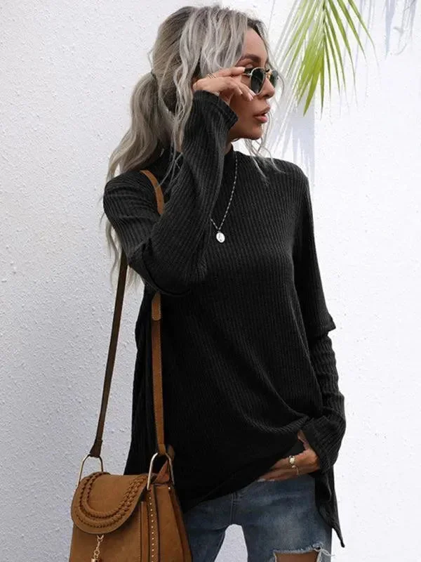 Women's Cozy Winter Attire Black Loose Turtleneck Pullover Sweater Women