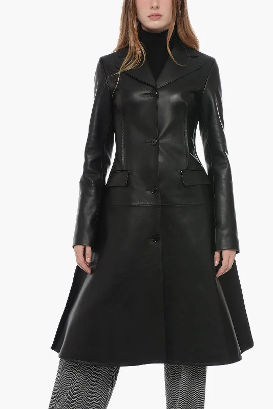 Women's Chic Outerwear Garments J.W.Anderson Leather Trench Coat with Stitch Detailing