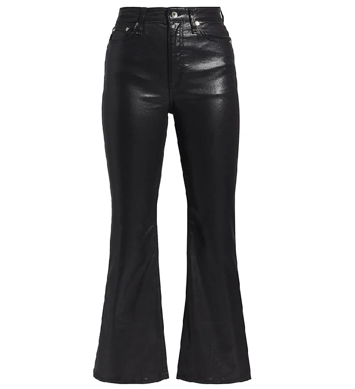 Sale On Sale rag & bone Women Casey High Rise Ankle Flare Jeans Stretch Coated Denim Black