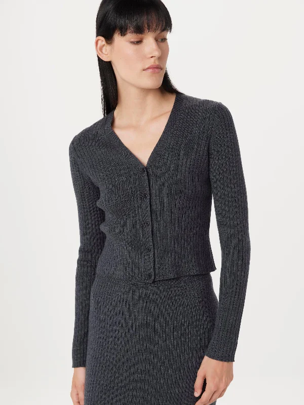 Best Online Boutiques For Women The Merino V-Neck Cardigan in Charcoal Grey