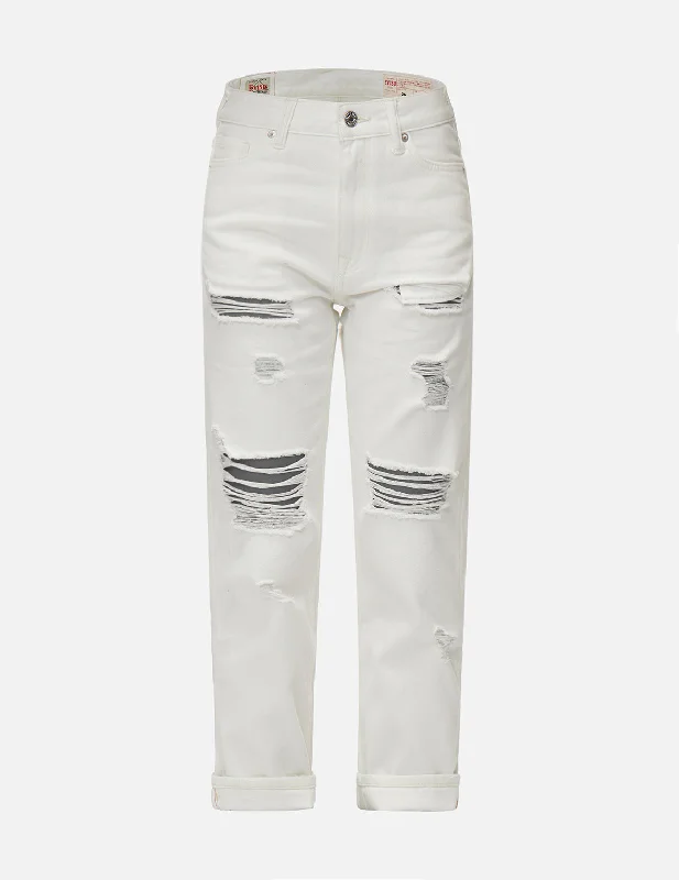 Stylish Clothes For Women Camouflage Kamon Embroidered Relax Fit Jeans