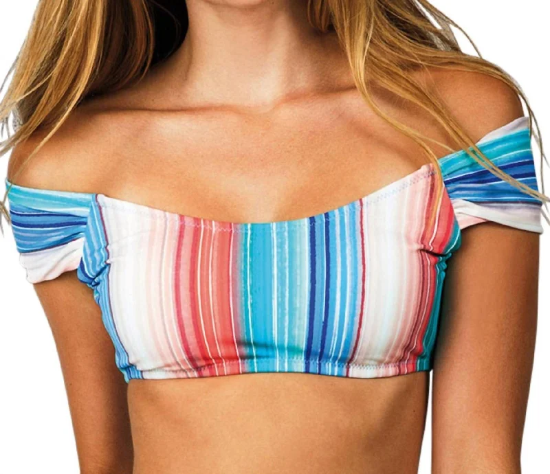 Flash Discount Off The Shoulder Island Bikini Top In Newport Stripe