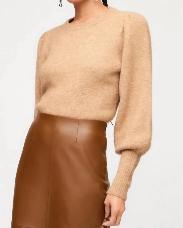 Women's Night-Out Clothes Lia Shirred Sleeve Sweater In Almond