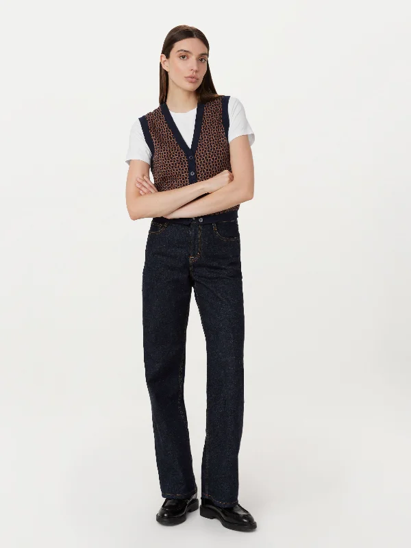 Online Boutique Stores The Button-Up Sweater Vest in Space Blue