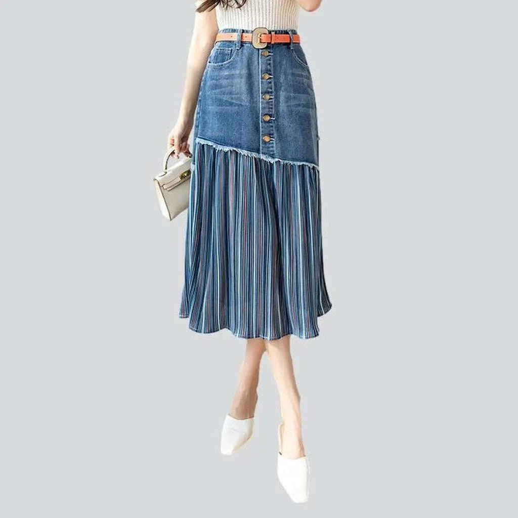 Women's Comfortable Apparel Pleated women's denim skirt