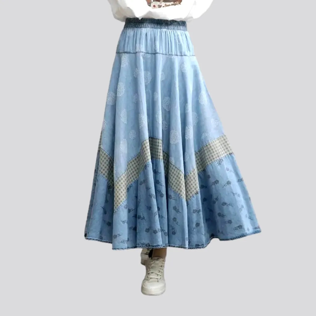 Women's Professional Attire Long painted denim skirt
 for women