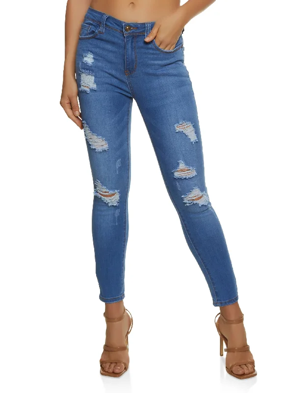 Fashionable Dresses for Women WAX Mid Rise Distressed Jeans