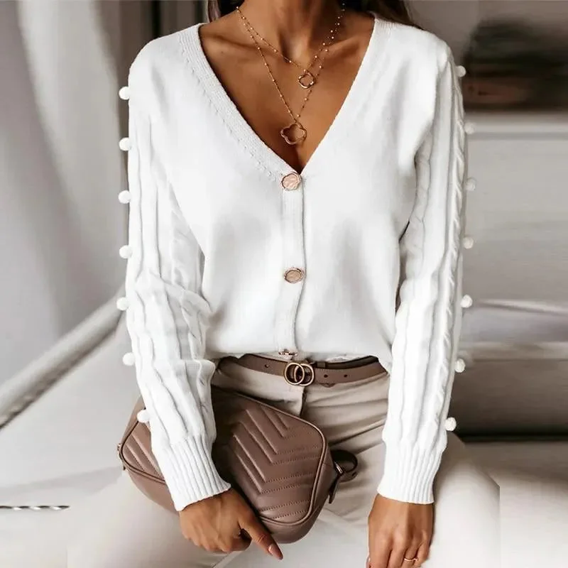 Women's Holiday Clothing V-Neck Cardigan Sweater Top For Women