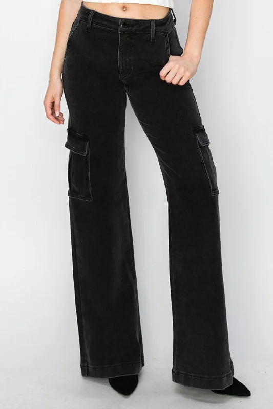 Elegant Clothing For Women Risen Full Size High Rise Wide Leg Cargo Jeans