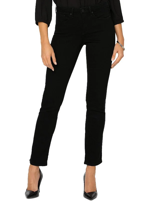 Flash Sales Today Petites Womens High Rise Straight Leg Slim Jeans